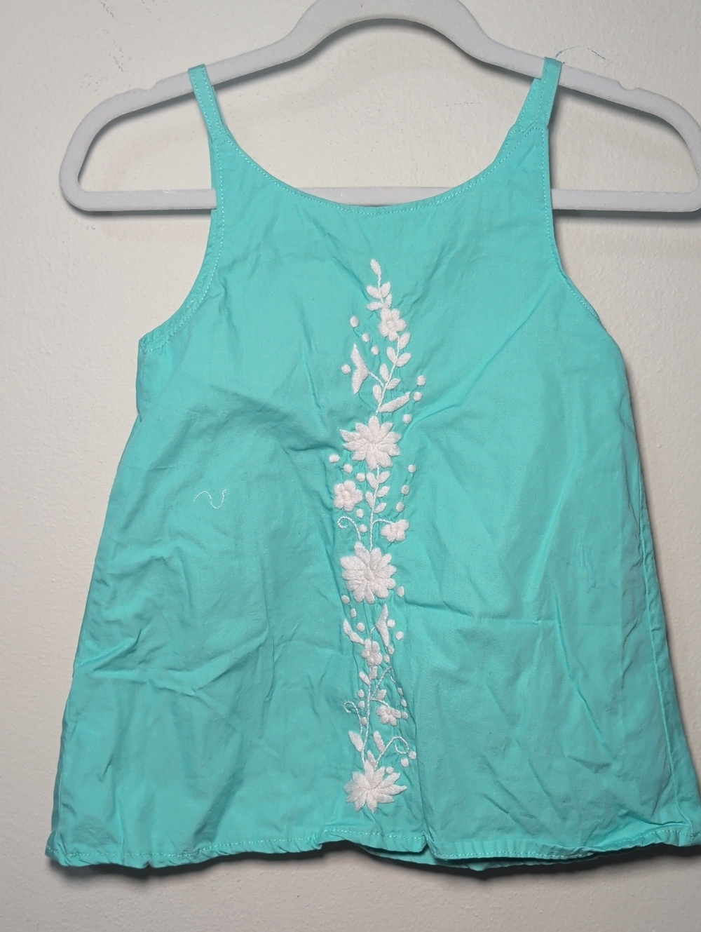 The Fancy Feather Aqua Blue Embroidered Sundress Boutique Floral Girls Size 2T
